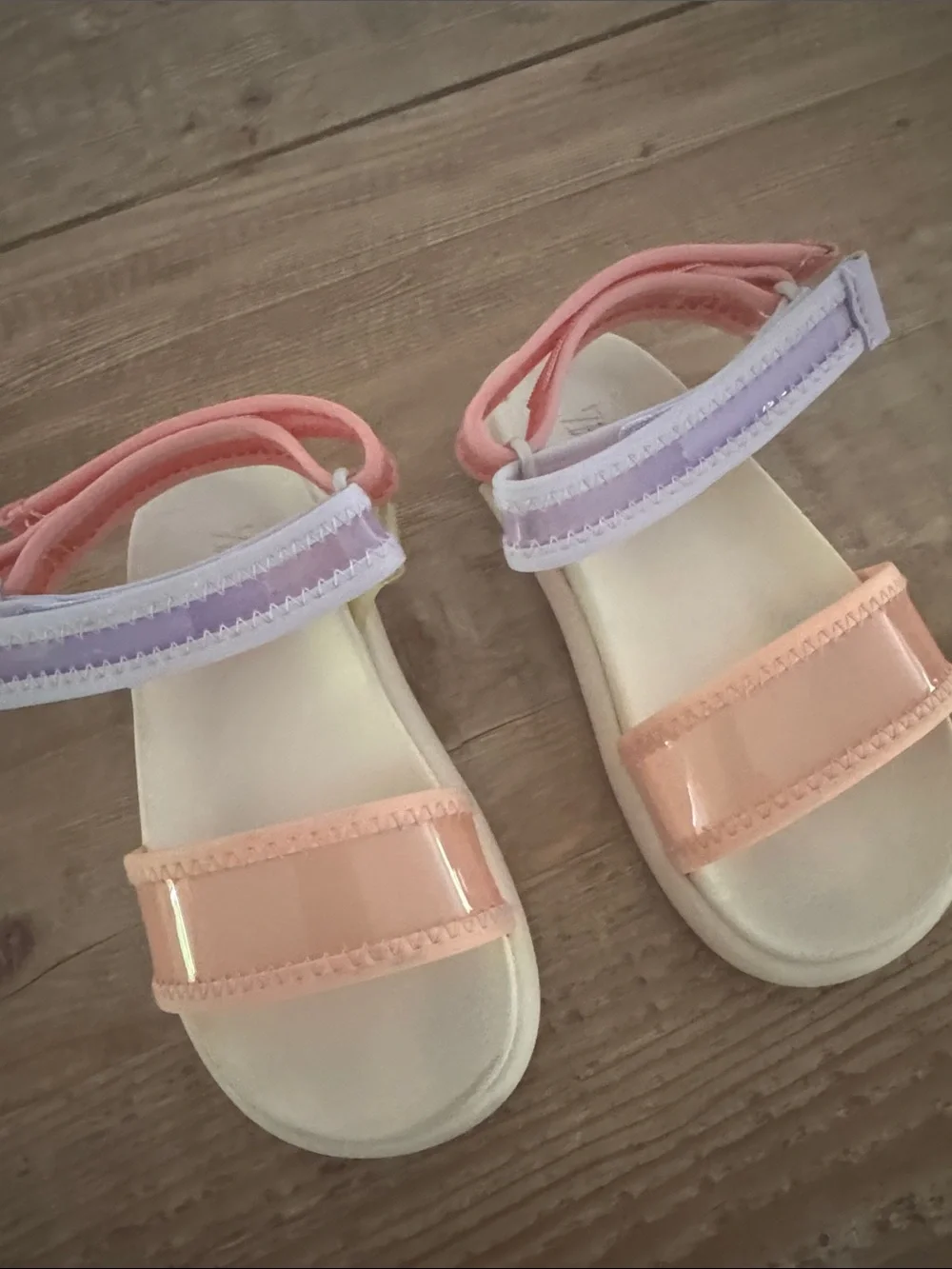 Zara Peach and Lilac Kids Velcro Strap Sandals
